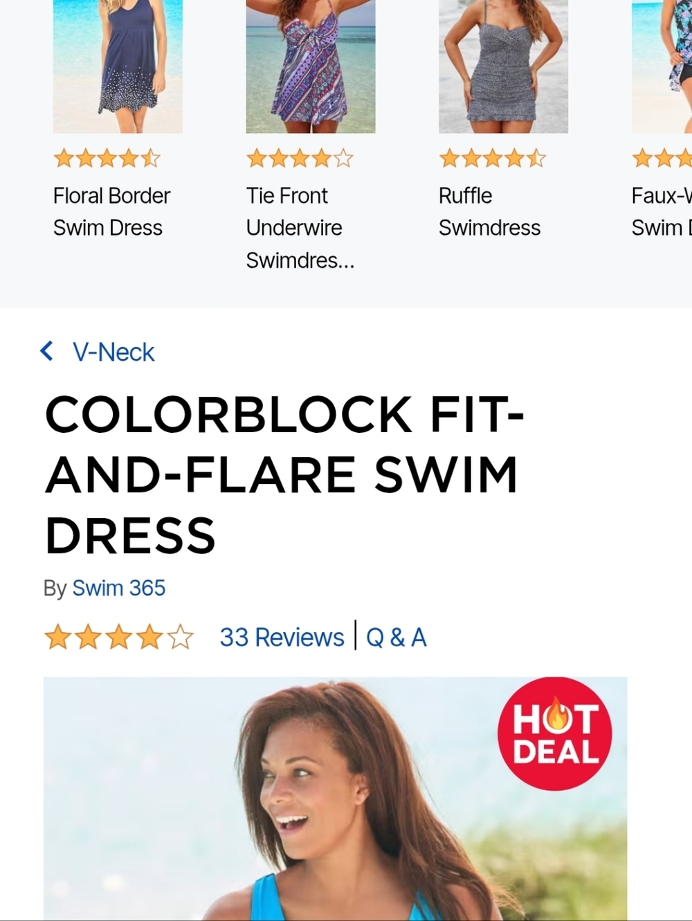Color Block Fit And Flare Swim Dress By Swim 365 Plus Size 28 - Picture 7 of 7
